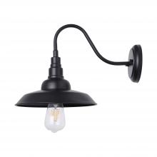  LIT60186BK - 10" Alumininum Goose Neck Wall Light, in black finish, inner and outside